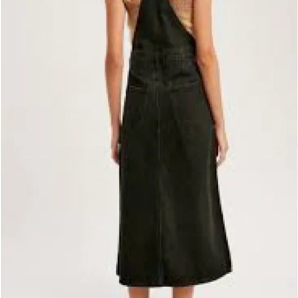 Listicle Black Denim Overall Midi Dress - Picture 2 of 7
